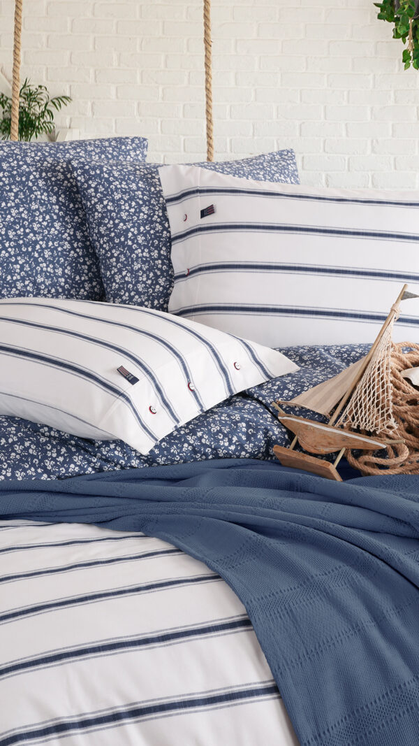 Blue Marine Pique Set with Duvet Cover - Image 2