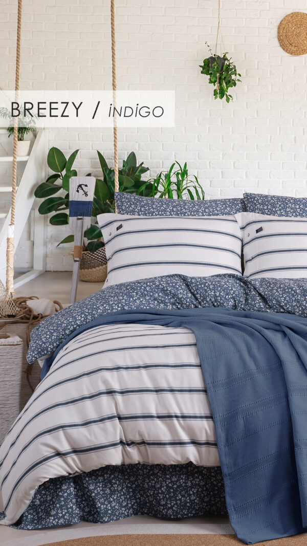 Blue Marine Pique Set with Duvet Cover