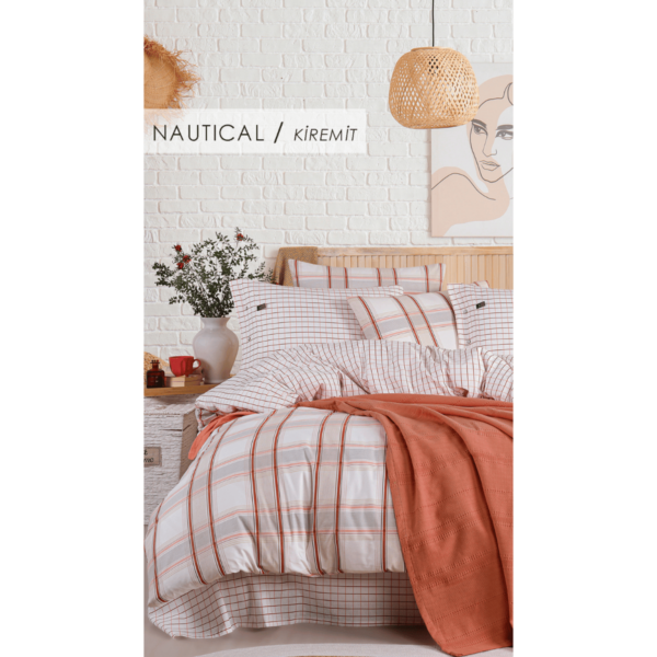 Blue Marine Square Pique Set with Duvet Cover