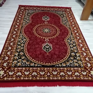 Oriental Geometric Burgundy Velvet Carpet