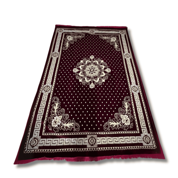 Geometric Patterned Burgundy Velvet Carpet