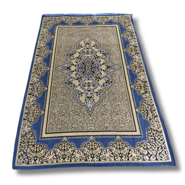 Blue Gold Micro Patterned Velvet Carpet