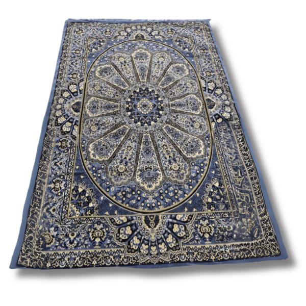 Blue Micro Patterned Velvet Carpet
