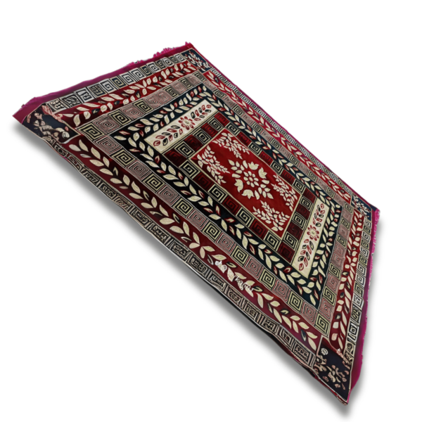 Burgundy and Geometric Oriental Velvet Carpet