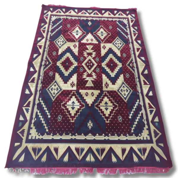 Burgundy Authentic Patterned Velvet Carpet