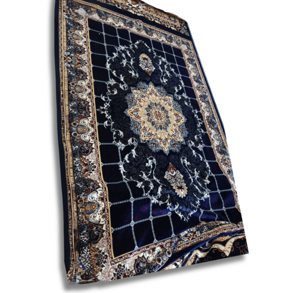 Dark Blue and Brown Shades Velvet Carpet