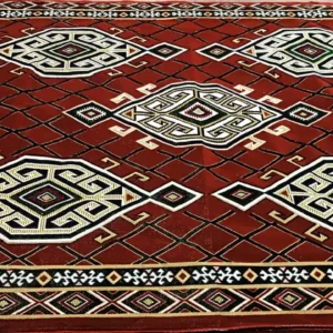Geometric Patterned Burgundy Velvet Carpet