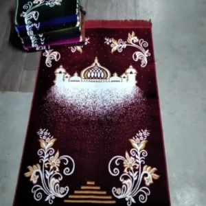 Burgundy Flower Patterned Prayer Rug