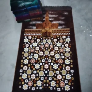 Flower Patterned With Kabah Velvet Prayer Rug