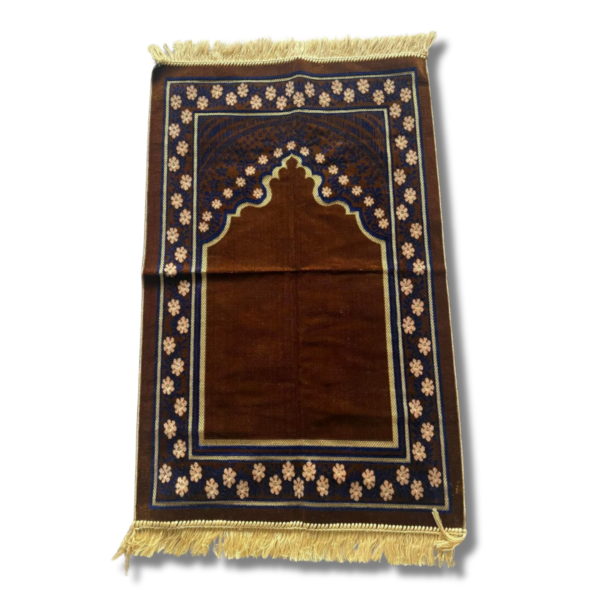 Brown and Flower Patterned Prayer Rug