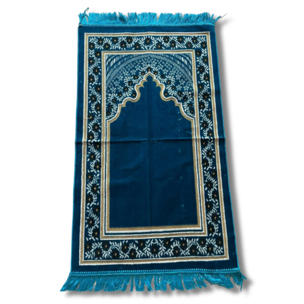 Turquise Patterned Velvet Prayer Rug