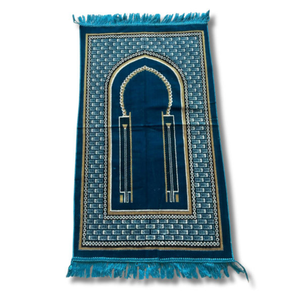 Turkish Blue Velvet Prayer Rug