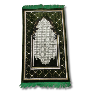Geometric Patterned Green Velvet Prayer Rug