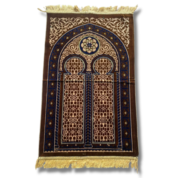 Authentic Patterned Brown Velvet Prayerrug