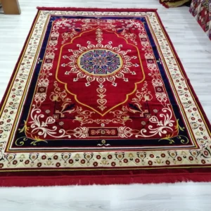 Red Gold Micro Patterned Velvet Carpet