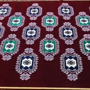 Dark Red Oriental Patterned Velvet Carpet
