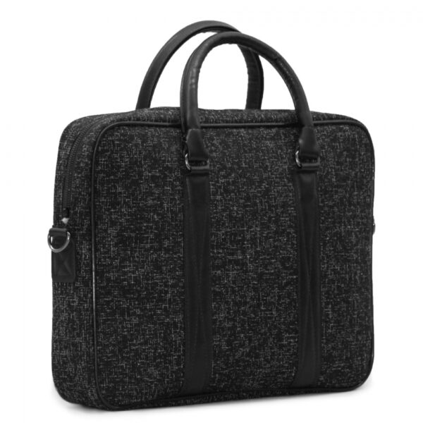 Grayish Fabric and Leather Detailed Notebook Bag - Image 2
