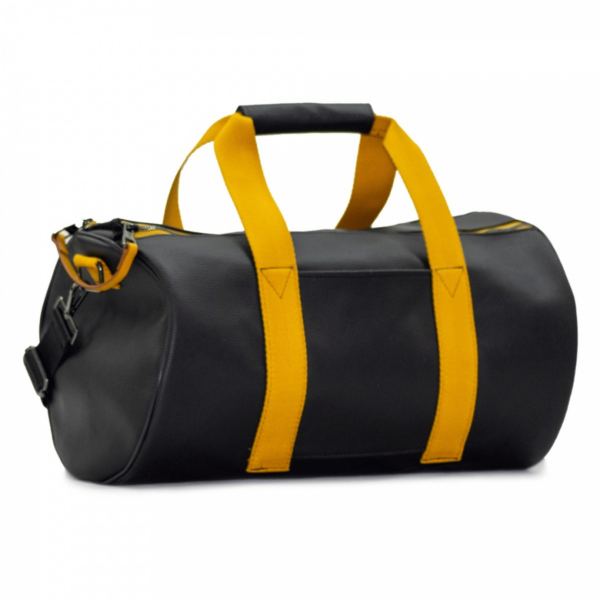 Cylinder Leather Travel and Sports Bag with Color Details - Image 2