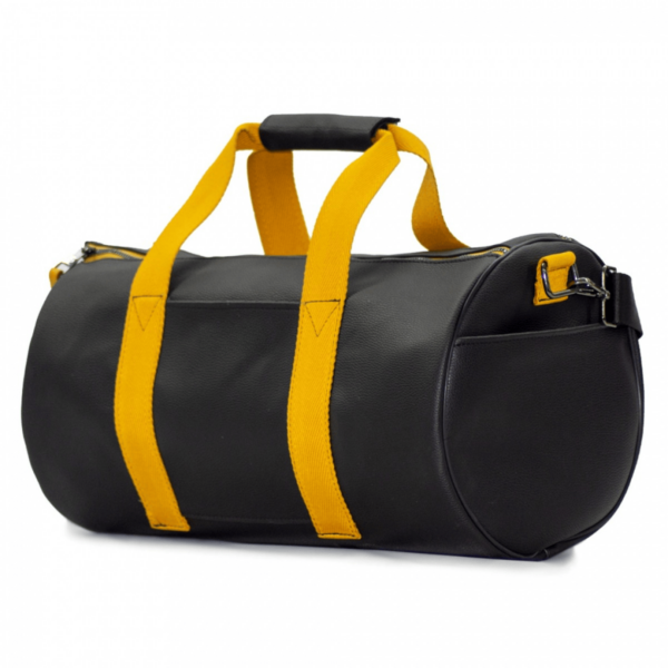 Cylinder Leather Travel and Sports Bag with Color Details - Image 3